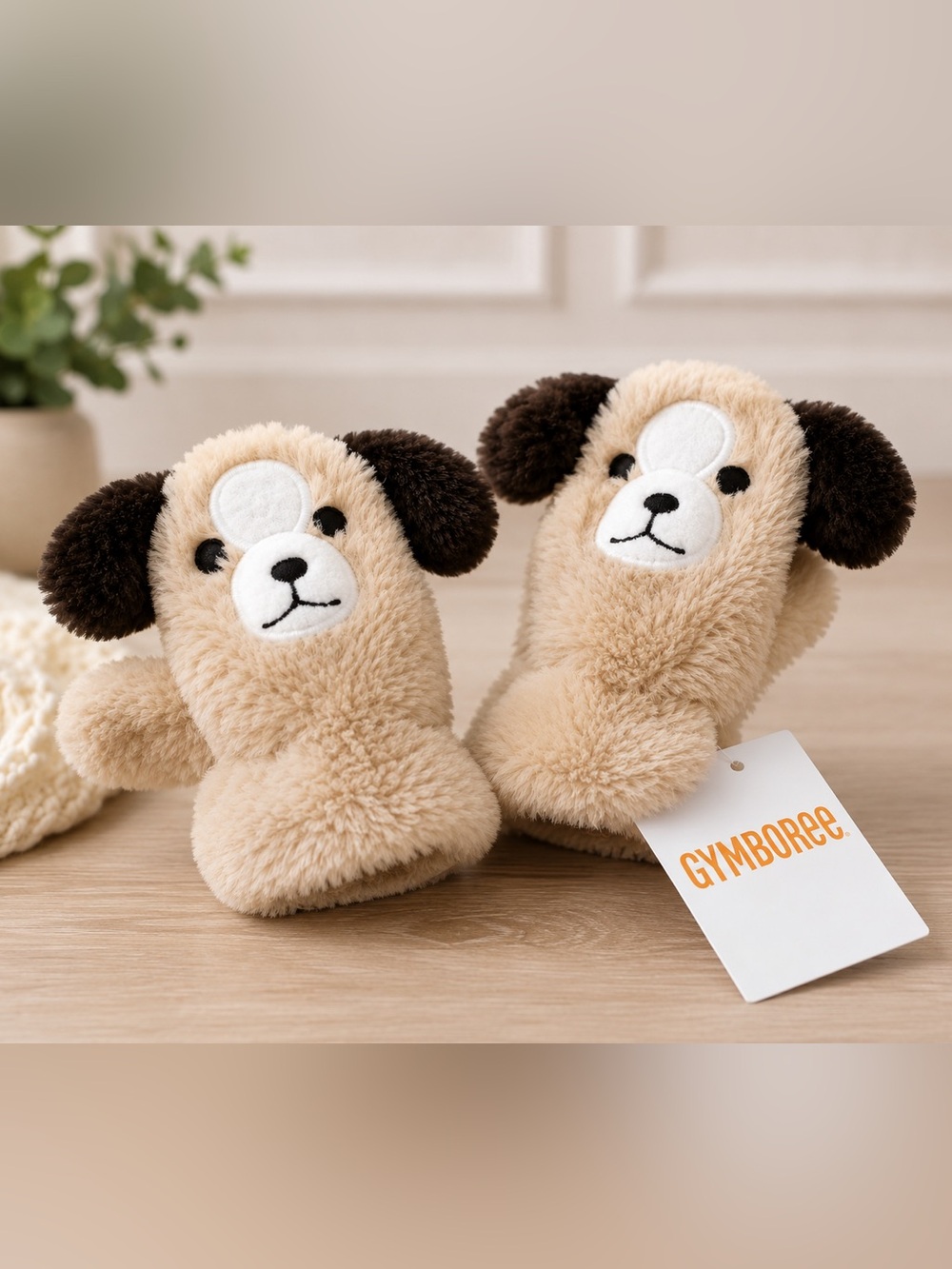 NWT GYMBOREE ALPINE PATROL PUPPY DOG FURRY MITTENS 12-24 Months